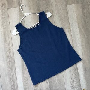 Cashmere Knit Tank Top sleeveless womens Blue (xlarge) classic office minimalist